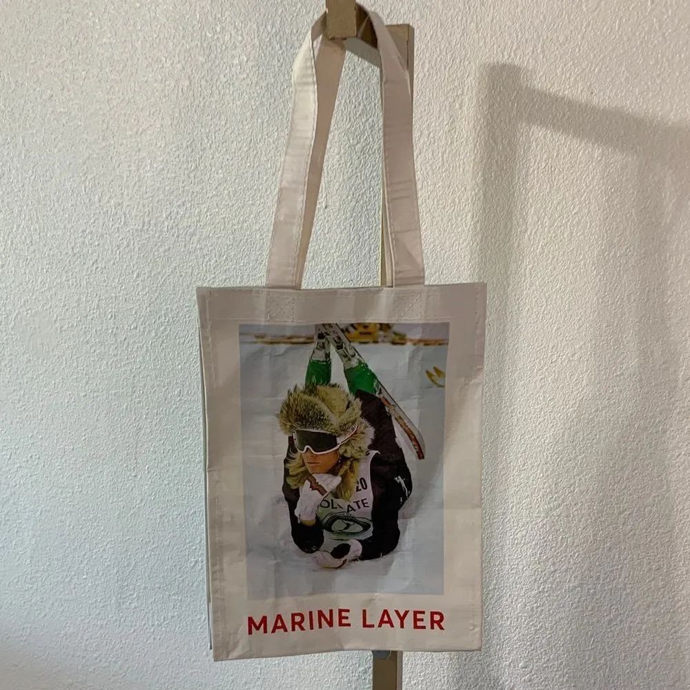 Marine Layer Cream Tote with Graphic Design